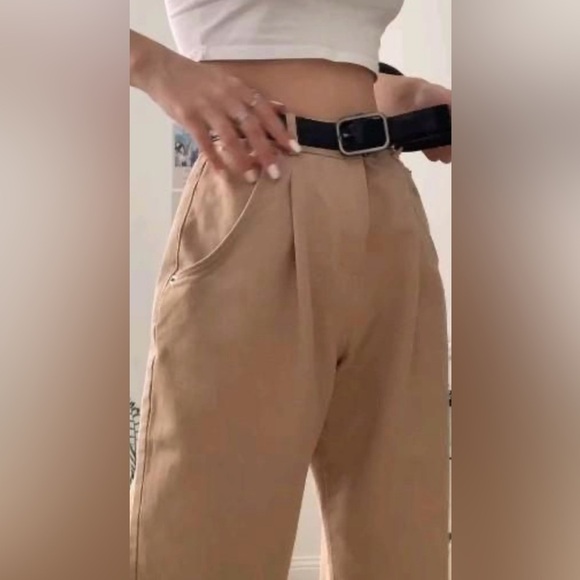 Aritzia Wilfred Tan Straight Leg High Waist Crop Pants Sustainable Linen Small - Picture 1 of 12